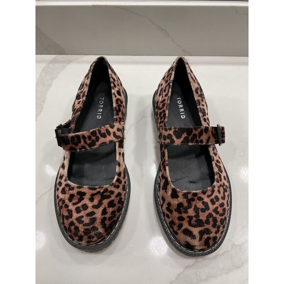torrid Shoes - Torrid Mary Jane Velour Leopard Print Chunky Heel Size 9 Wide Grunge Punk 90s